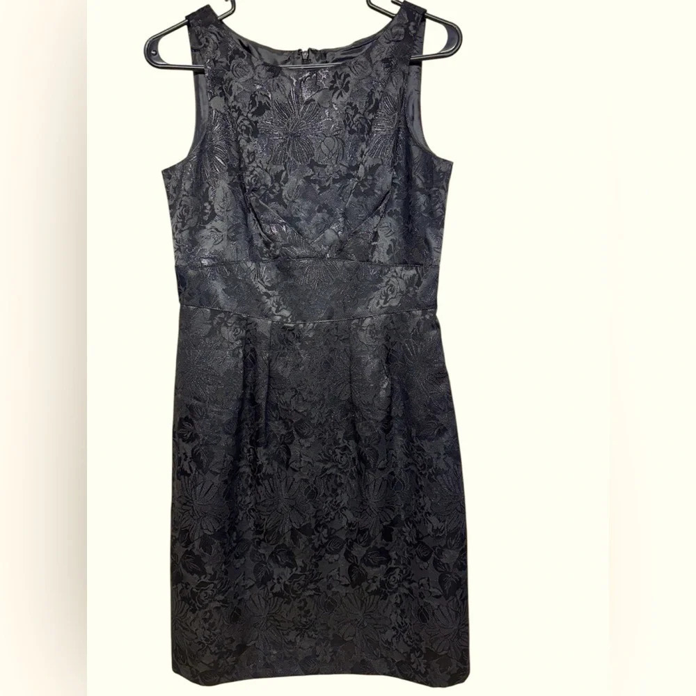 SANDRA DARREN Women’s Black Floral Print Sleeveless Sheath Dress Sz 8